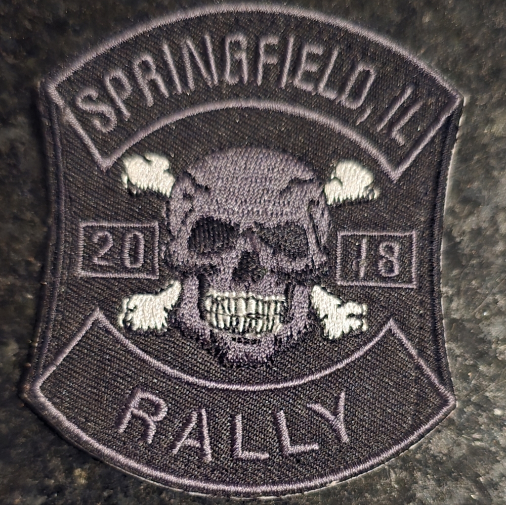 BIKER Springfield IL Rally Patch with Skull Design 2018